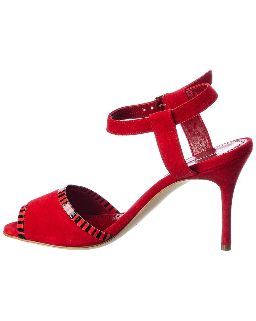 

Сандалии Manolo Blahnik IBN 90 из замши и лака, красный