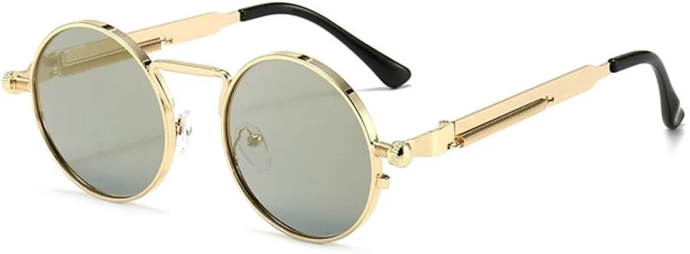 

Панк-очки 2027, круглые, винтажные, готические, ретро, ​​для женщин и мужчин, модные, в металлической оправе, солнцезащитные очки в стиле хип-хоп MTZJH, C12