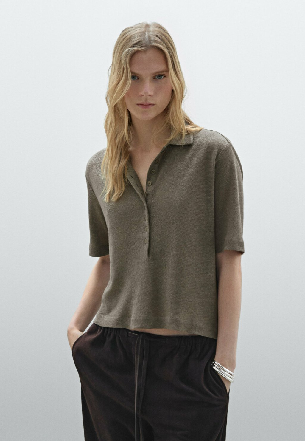 

Рубашка поло SHORT SLEEVE Massimo Dutti, хаки