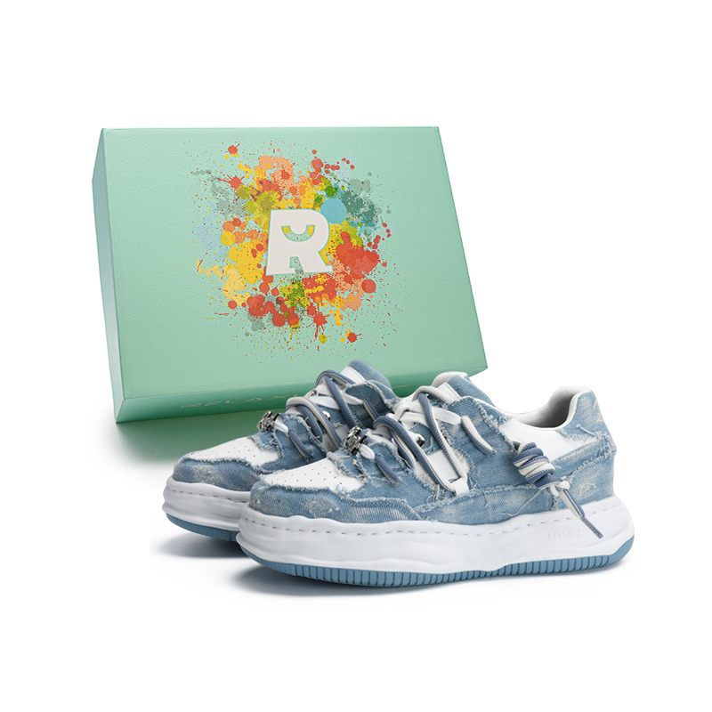 

Нескользящие, легкие, дышащие, удлиняющие рост низкие скейтбордистские кроссовки унисекс Relaxurself, синий denim