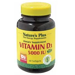 

Витамин D3 5000 МЕ 60 капсул Добавка витамина D3 Natures Plus