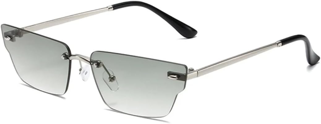 

Ретро-солнцезащитные очки неправильной формы, маленькие прямоугольные, женские, без оправы, с прозрачными линзами с градиентом цвета "океан", защита от УФ-излучения UV400. Мужские UUPTTPL, Silver Green