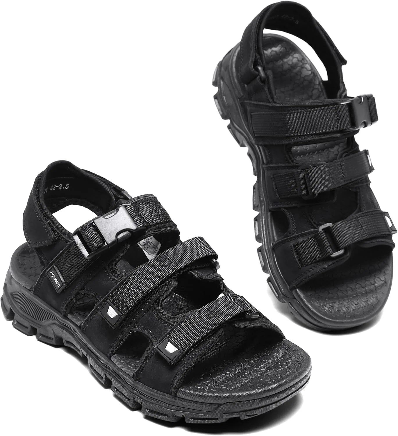 Спортивные сандалии мужские, Leather, Black AYUEBO
