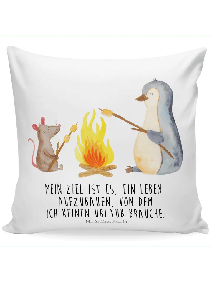 

Подушка Mr & Mrs Panda 40x40 Pinguin Lagerfeuer, белый