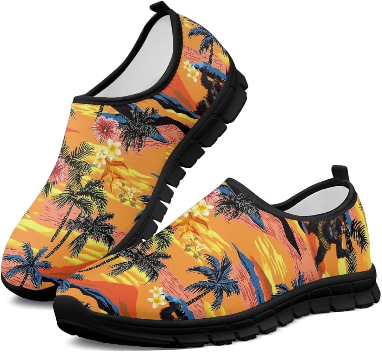 

Женские спортивные кроссовки без шнурков, дышащие, для ходьбы, бега, тенниса, тренировок, с нескользящей подошвой, широкая полнота, размер 5.5-13.5 Chririnla, Tie-dye Coconut Tree