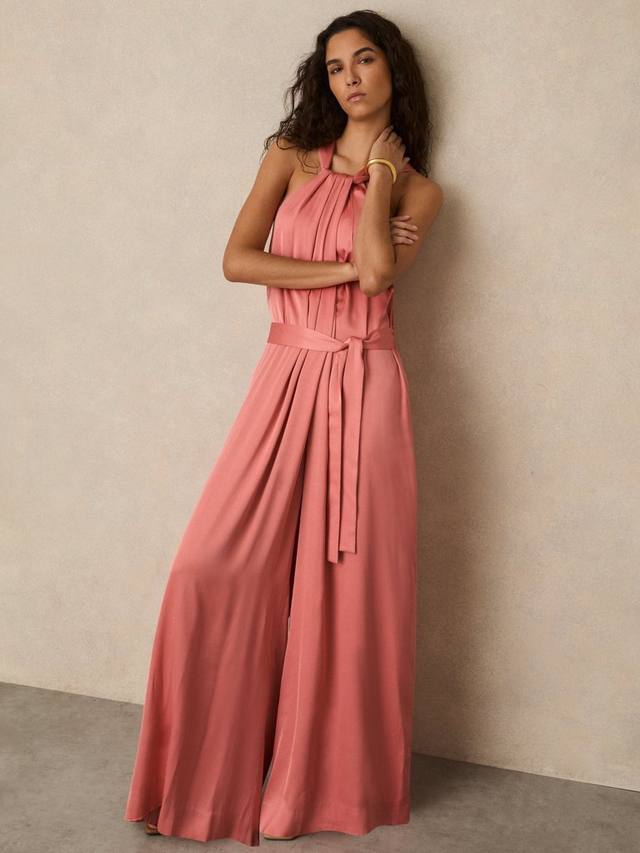 

Комбинезон с драпировкой из канифоли Reiss, цвет Coral