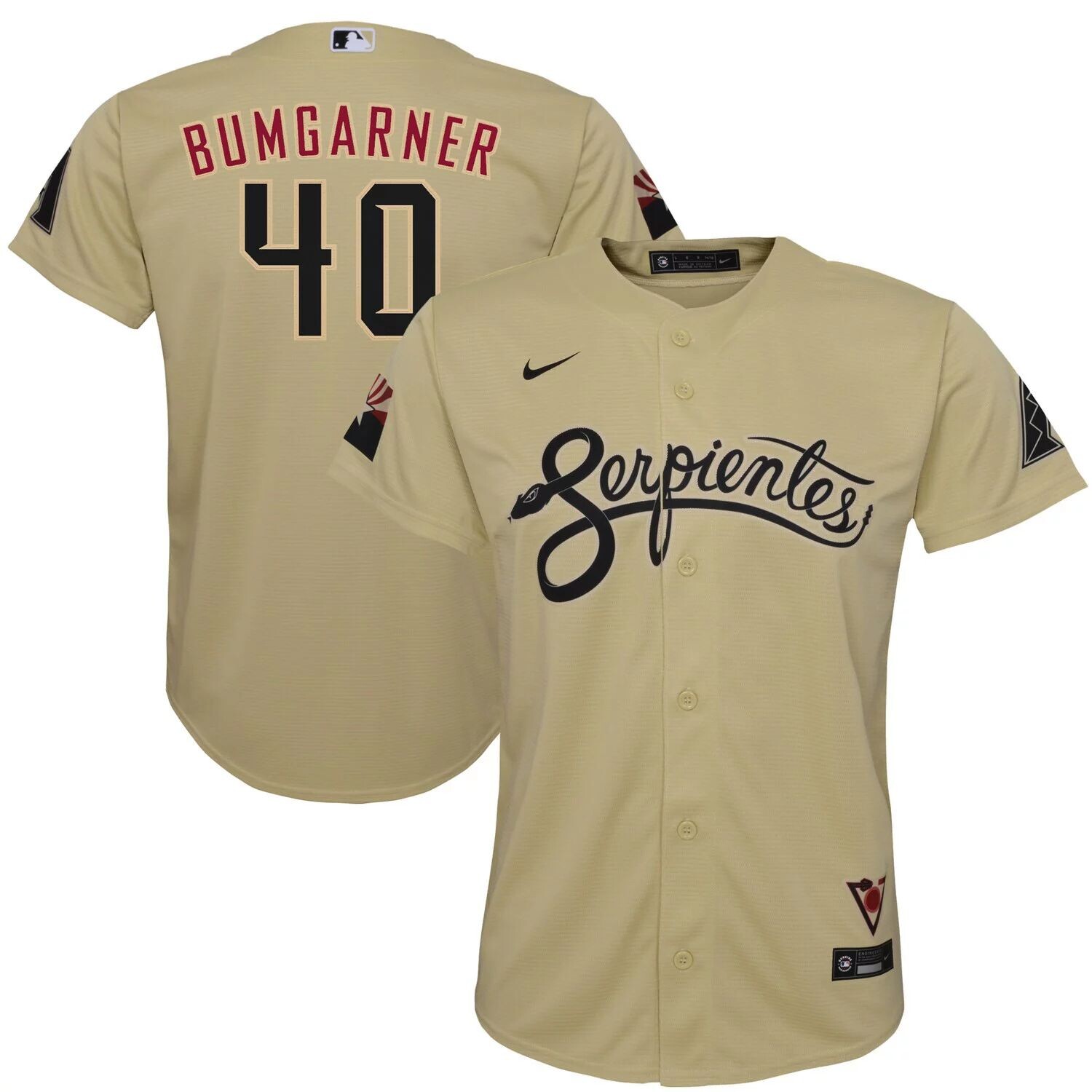 

Молодежная футболка Nike Madison Bumgarner Gold Arizona Diamondbacks 2021 City Connect Replica Player Jersey Nike