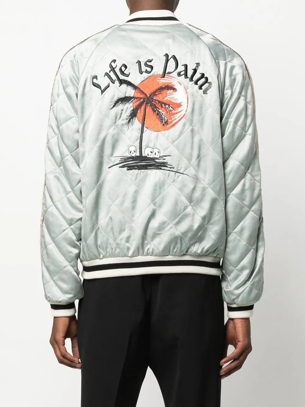 Стеганая куртка с вышивкой PALM ANGELS, серый — фото 4