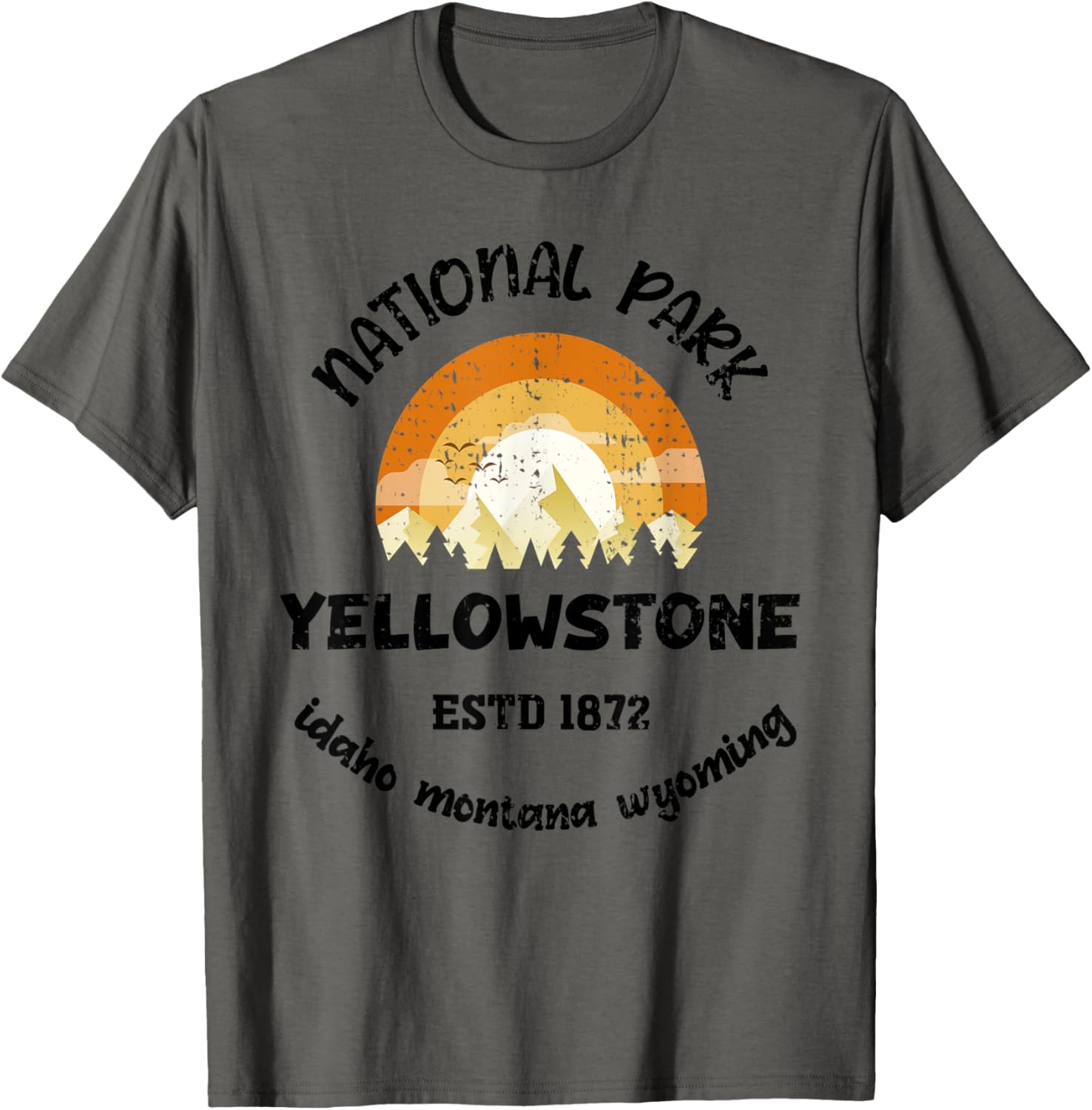 

Футболка с изображением национального парка США - Йеллоустонский национальный парк Us National Park Shirts, асфальтово-серый