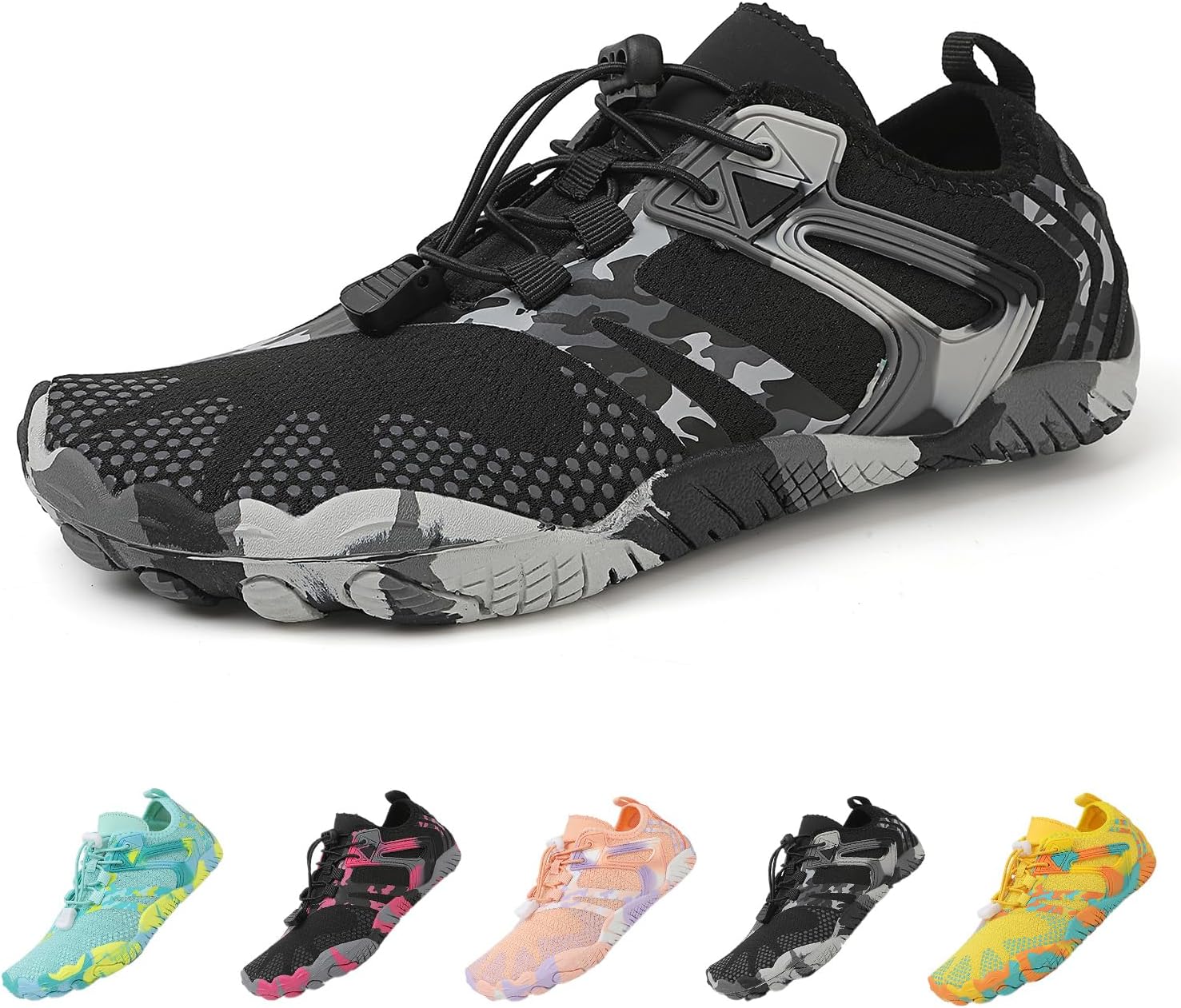 

Камуфляжные водные туфли для мужчин и женщин, обувь для плавания, быстросохнущие водные носки, подходящие для пеших прогулок, серфинга, катания на лодках, йоги и активного отдыха на воде Suxiaur, черный