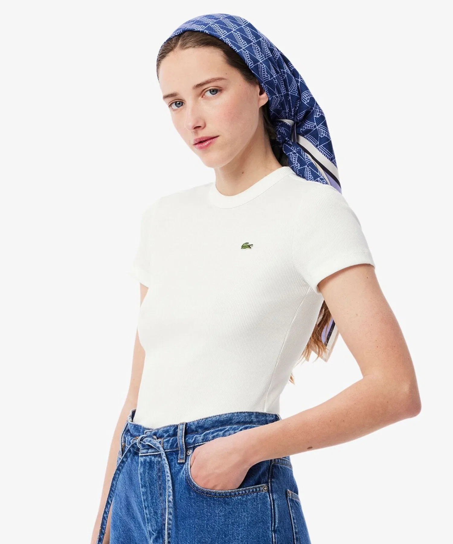 Футболка LACOSTE Slim Fit, женская, белая