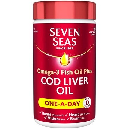 

Рыбий жир Seven Seas Omega-3 плюс масло печени трески, 120 капсул