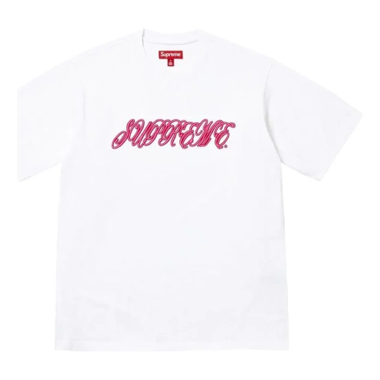 Футболка Supreme SS26 с рельефным шрифтом, белая, SUP-SS26-180-WHT