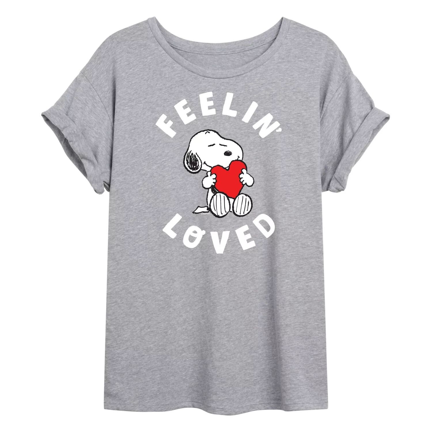 

Струящаяся футболка Juniors' Peanuts Feelin Loved Licensed Character, серый