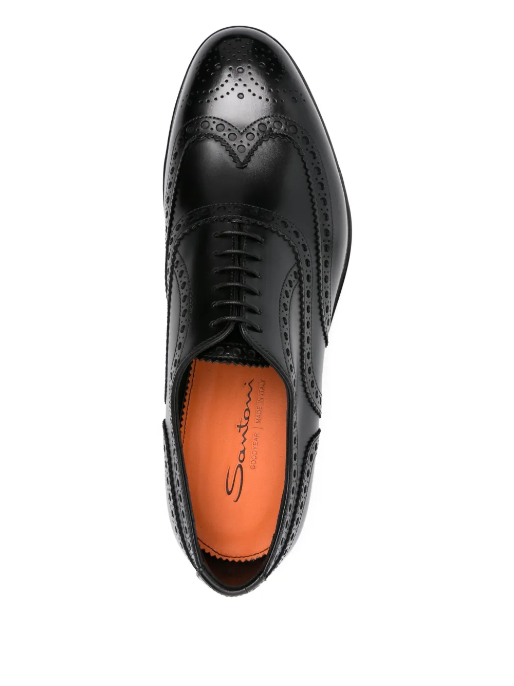 Туфли-оксфорды из перфорированной кожи Santoni, черный — фото 4