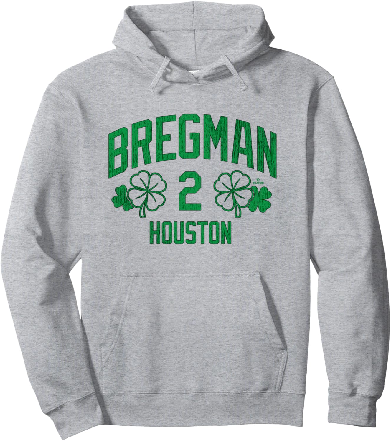 

Худи Alex Bregman Houston Baseball St. Patrick's Clover MLBPA Ryno Sports, серый