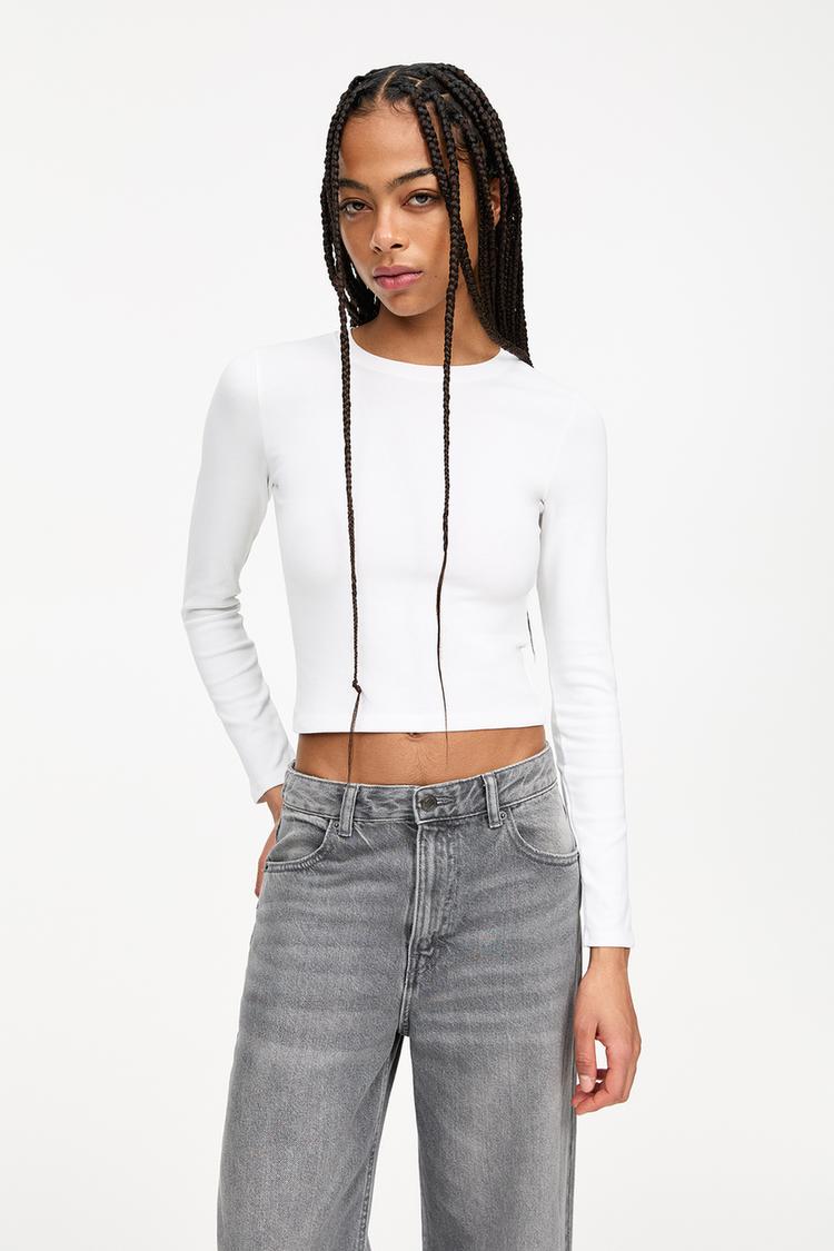 

Футболка с длинным рукавом Pull And Bear, белый