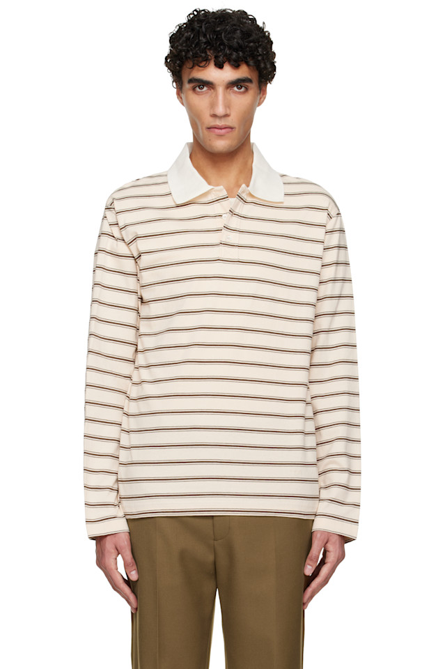 

A.P.C. Поло с длинными рукавами в полоску, цвет Off-White