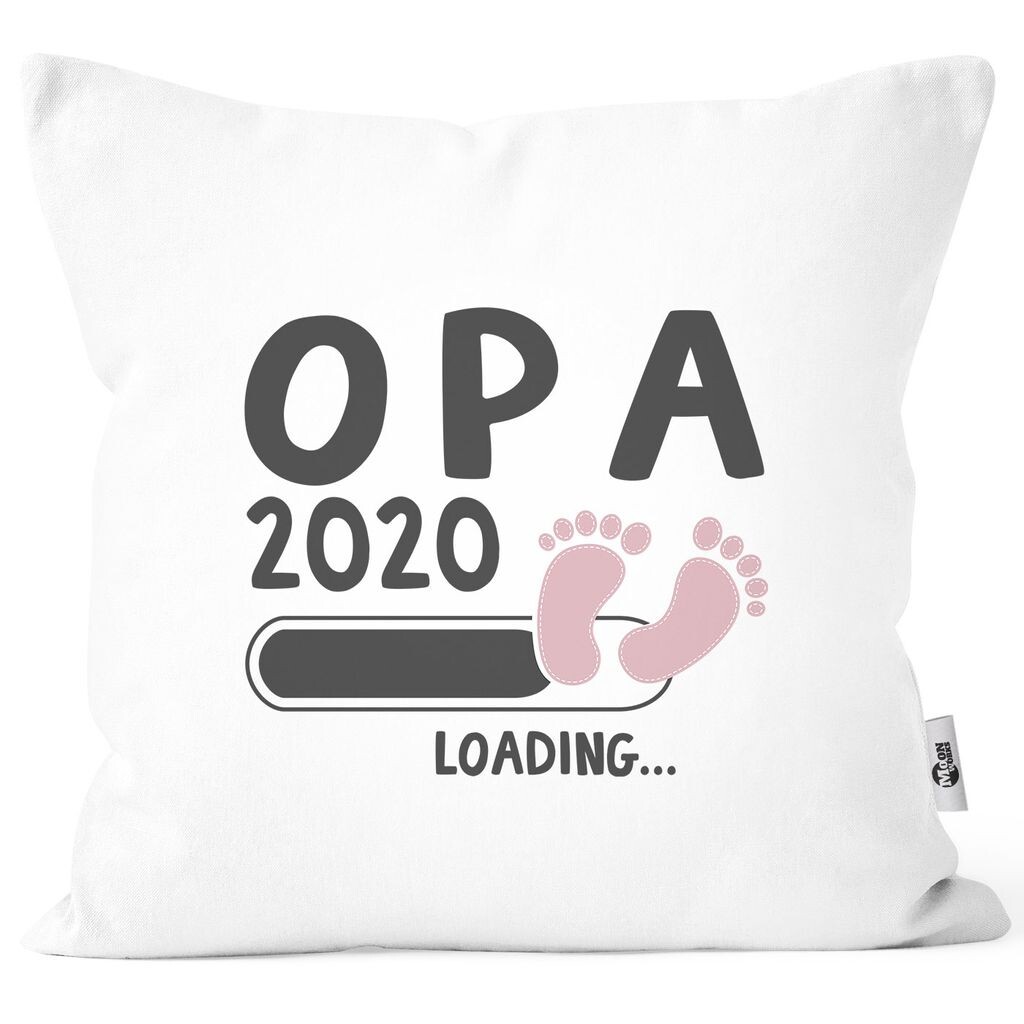 

Наволочка Дедушка 2020 loading Подарочная подушка для будущего дедушки хлопок подарок на рождение MoonWorks бело-розовый униразмер