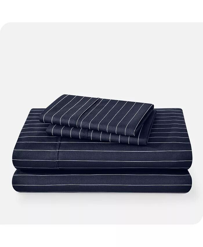 

Комплект ультрамягких простыней King с двойной щеткой и принтом Bare Home, синий