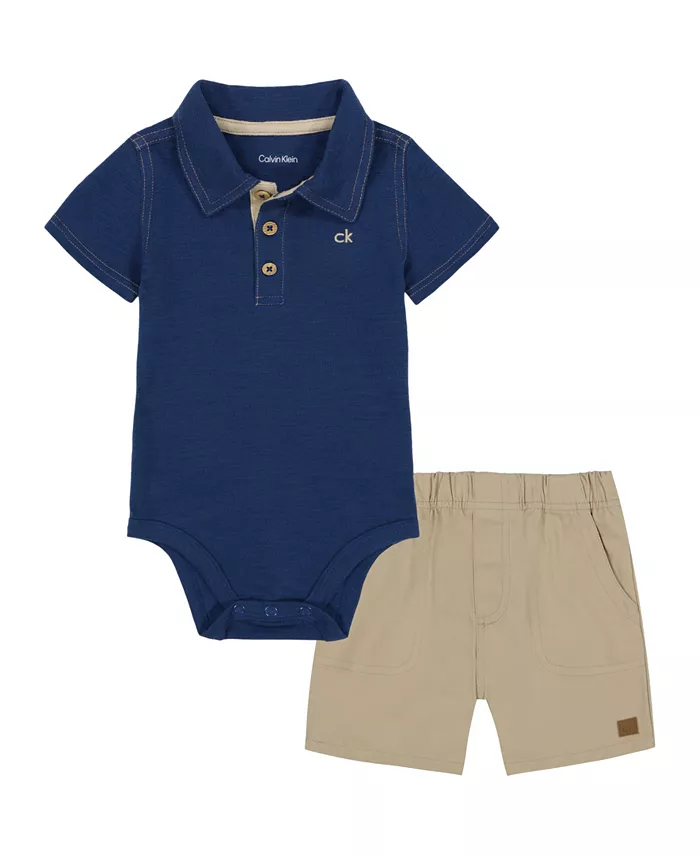 

Комплект для мальчиков: поло в клетку и шорты из твила (2 предмета) Calvin Klein