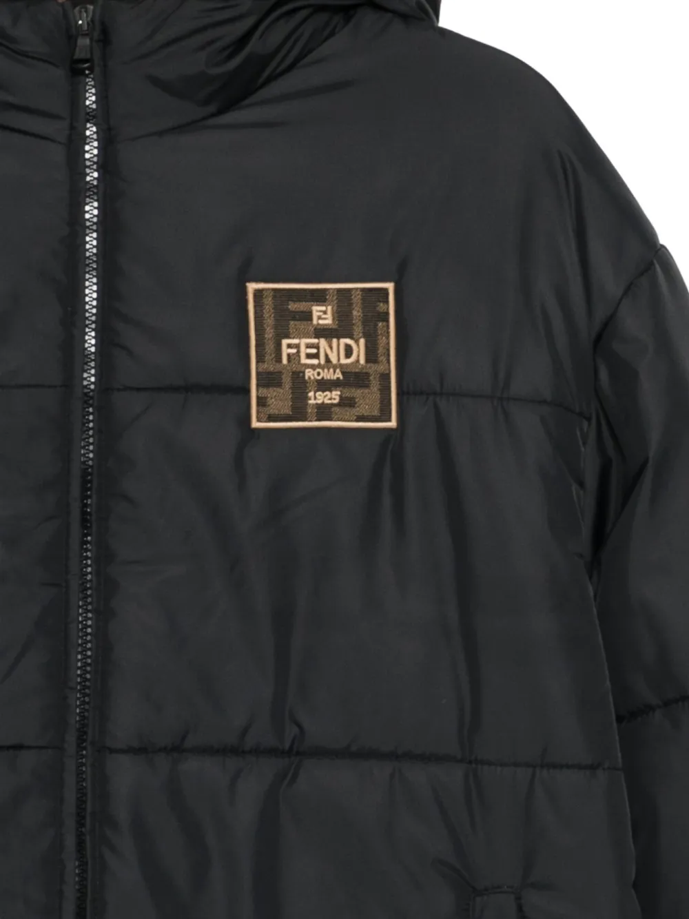 Куртка с капюшоном и нашивкой с логотипом Fendi Kids, черный — фото 3