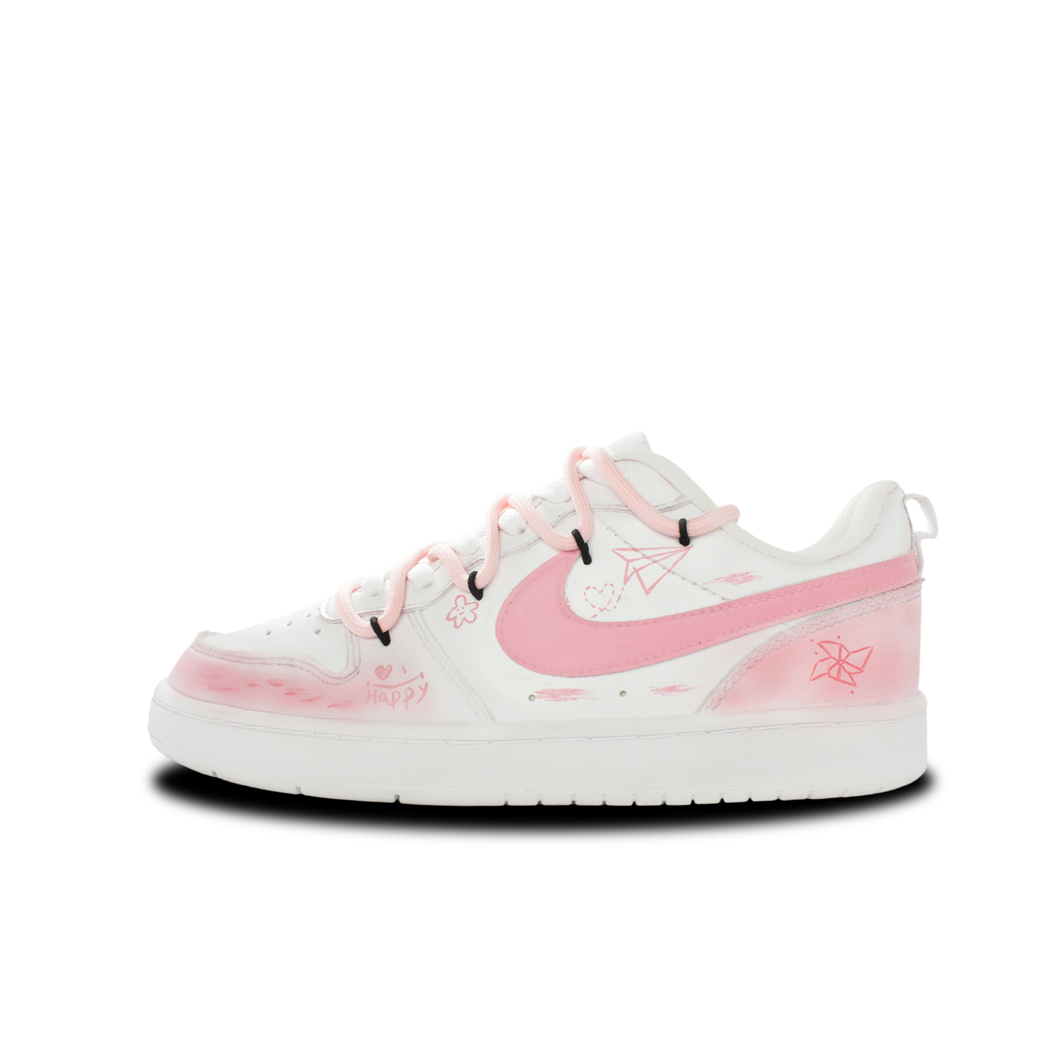 

Nike Кроссовки для скейтбординга Court Borough Peach Pink Paper Plane низкие, амортизирующие и дышащие, для детей, розовые