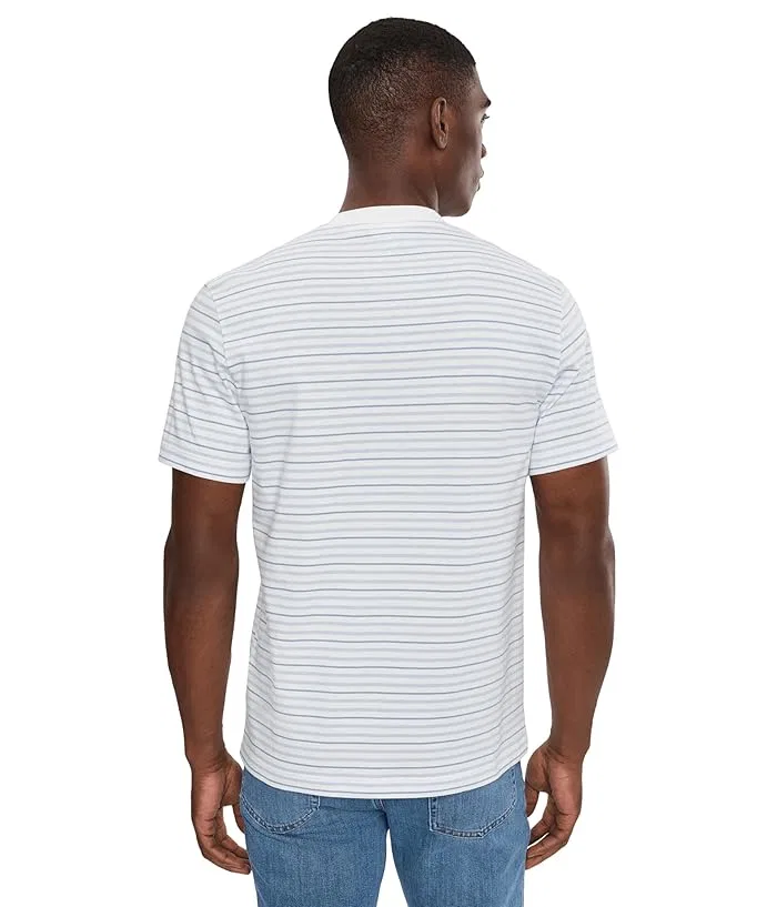 Футболка полосатая Striped Cotton T-Shirt Lacoste, Light Blue/White — фото 4