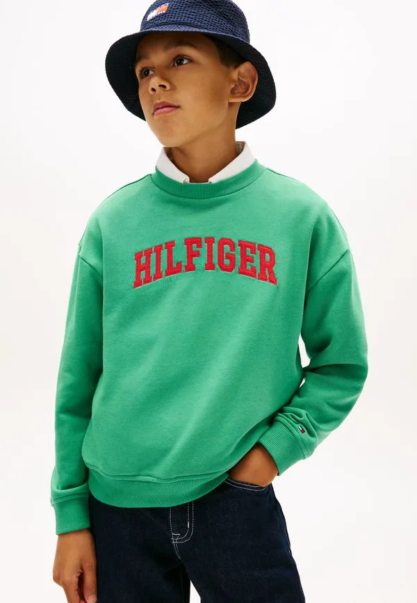 Толстовка с круглым вырезом и логотипом из махровой ткани Tommy Hilfiger, Bahama Green