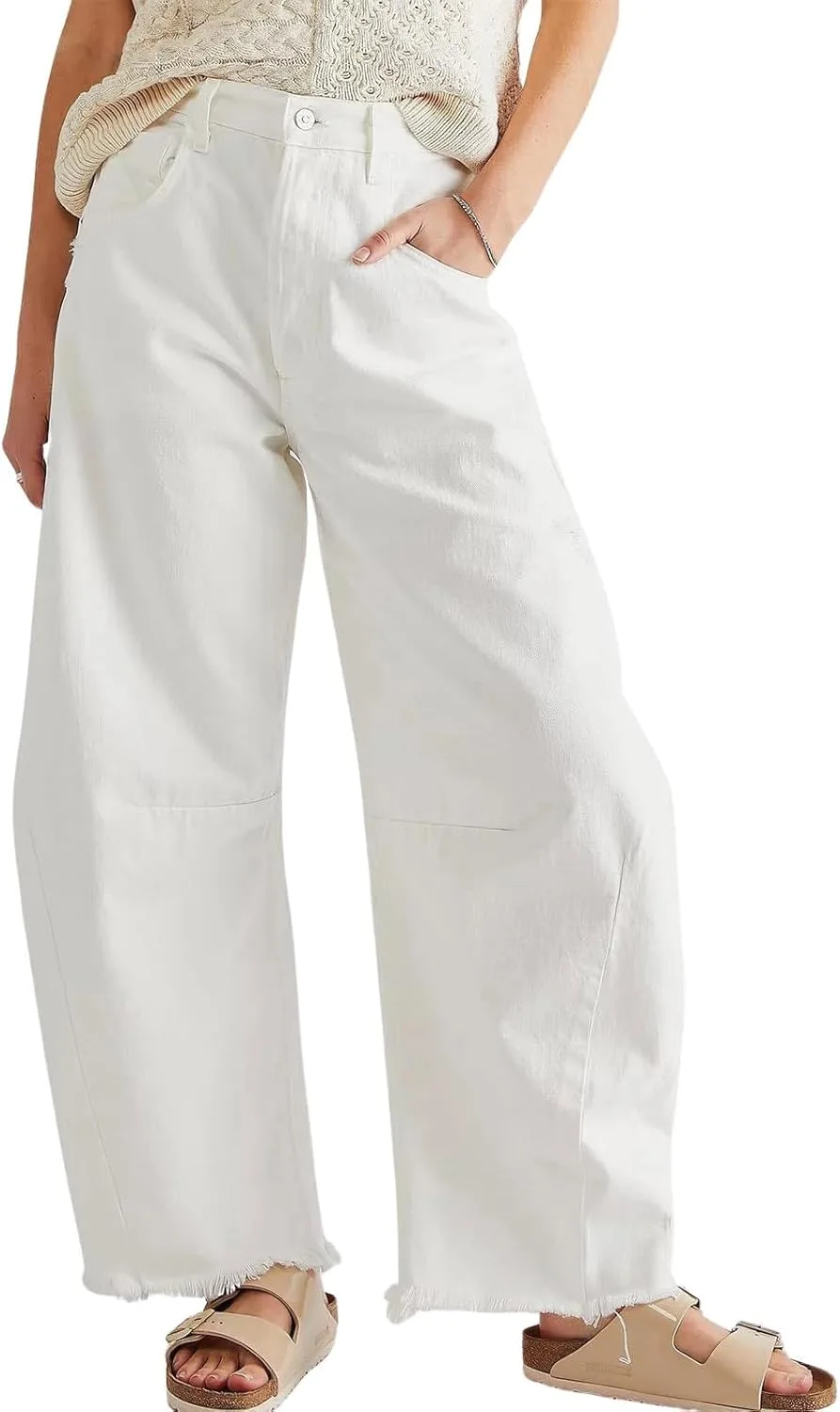 

Брюки Barrel Jeans для женщин Ripped Distressed High Waist Y2K Wide Leg ebossy