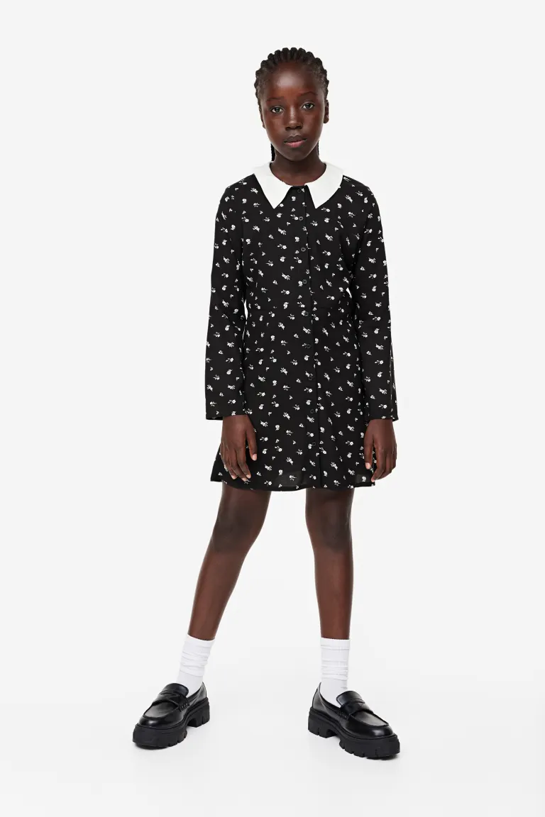 

Платье-рубашка с узором H&M, черный