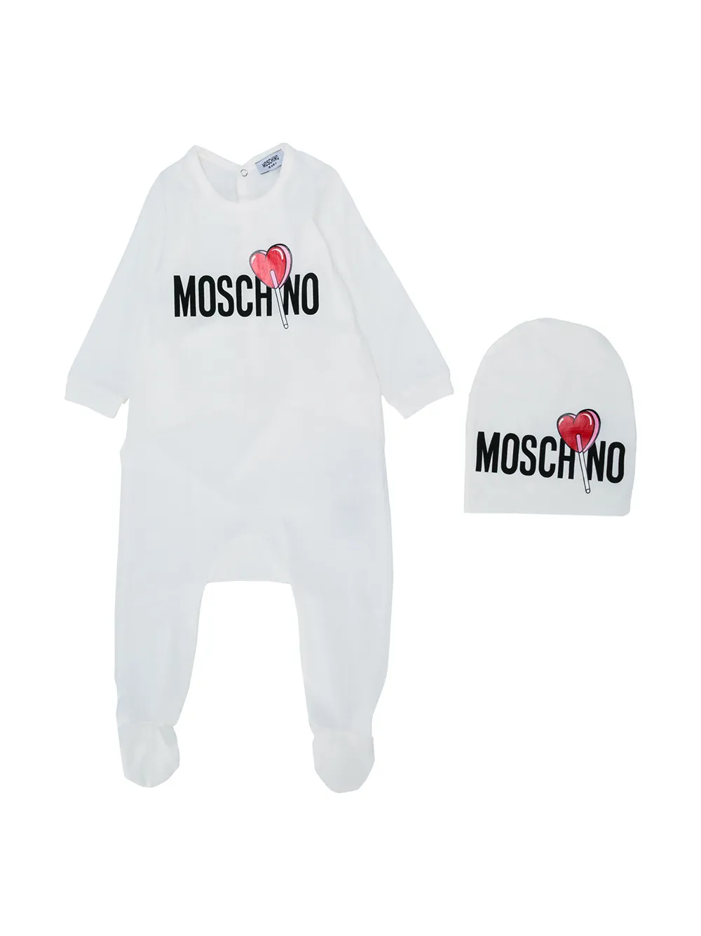 

Комплект с комбинезоном с принтом логотипа и конфеты на палочке Moschino Kids, белый