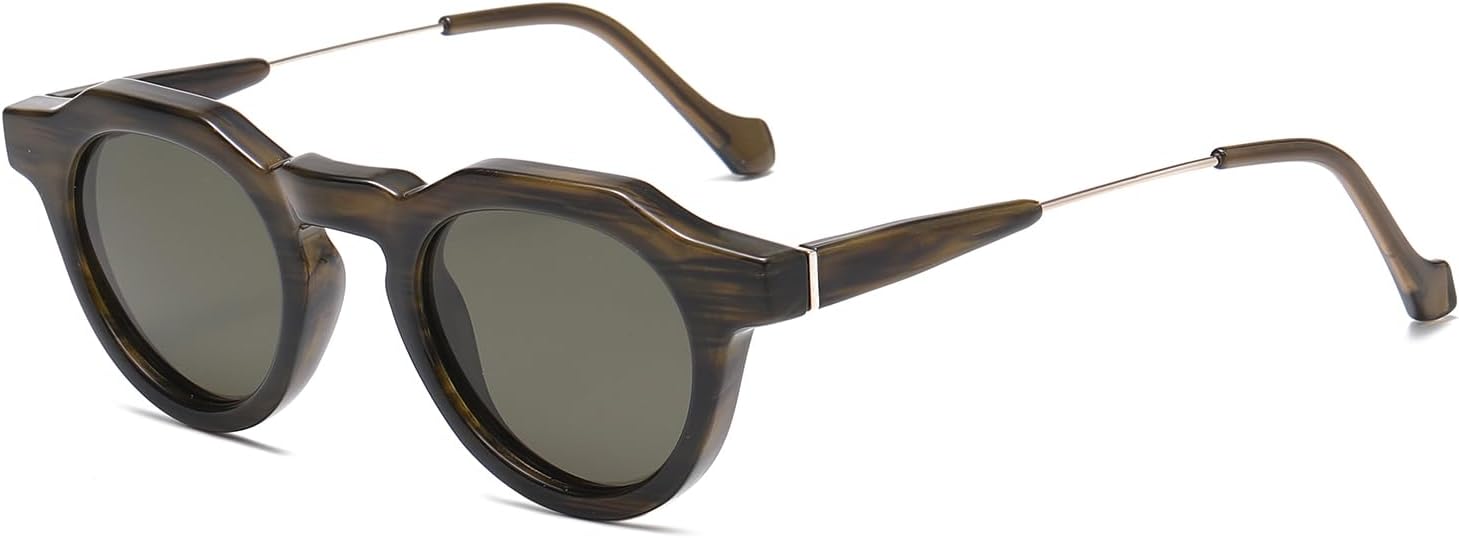 

Классические круглые поляризованные солнцезащитные очки для мужчин и женщин в стиле ретро с защитой UV400, для вождения, рыбалки и гольфа 2020 VentiVenti, Stripe Green/Green