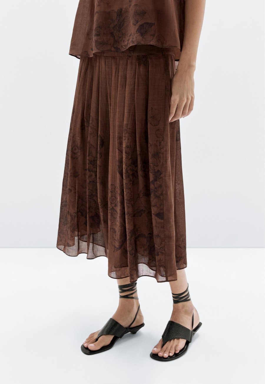 

Юбка Massimo Dutti FLARED FLORAL PRINT MIDI, Mottled Dark Brown
