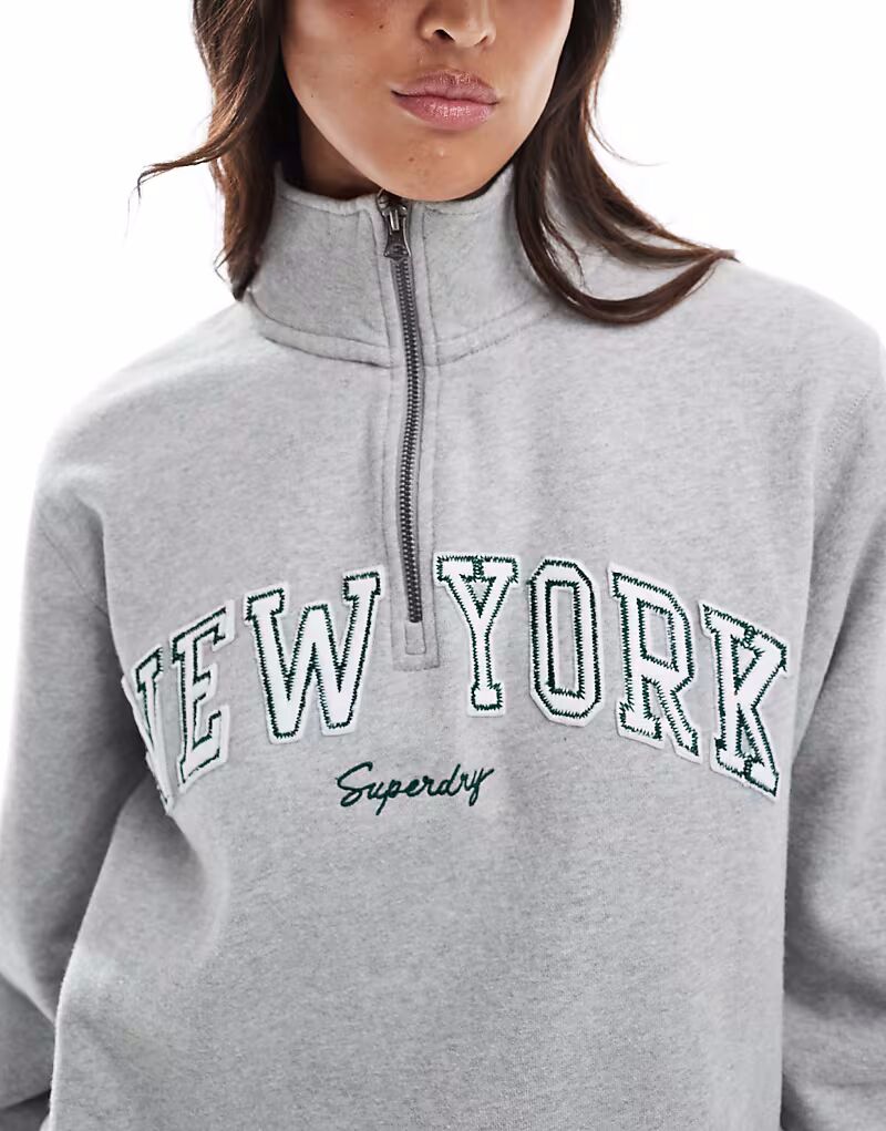 Толстовка Superdry Athletic Essentials с аппликацией и полумолнией серого меланжевого цвета — фото 2