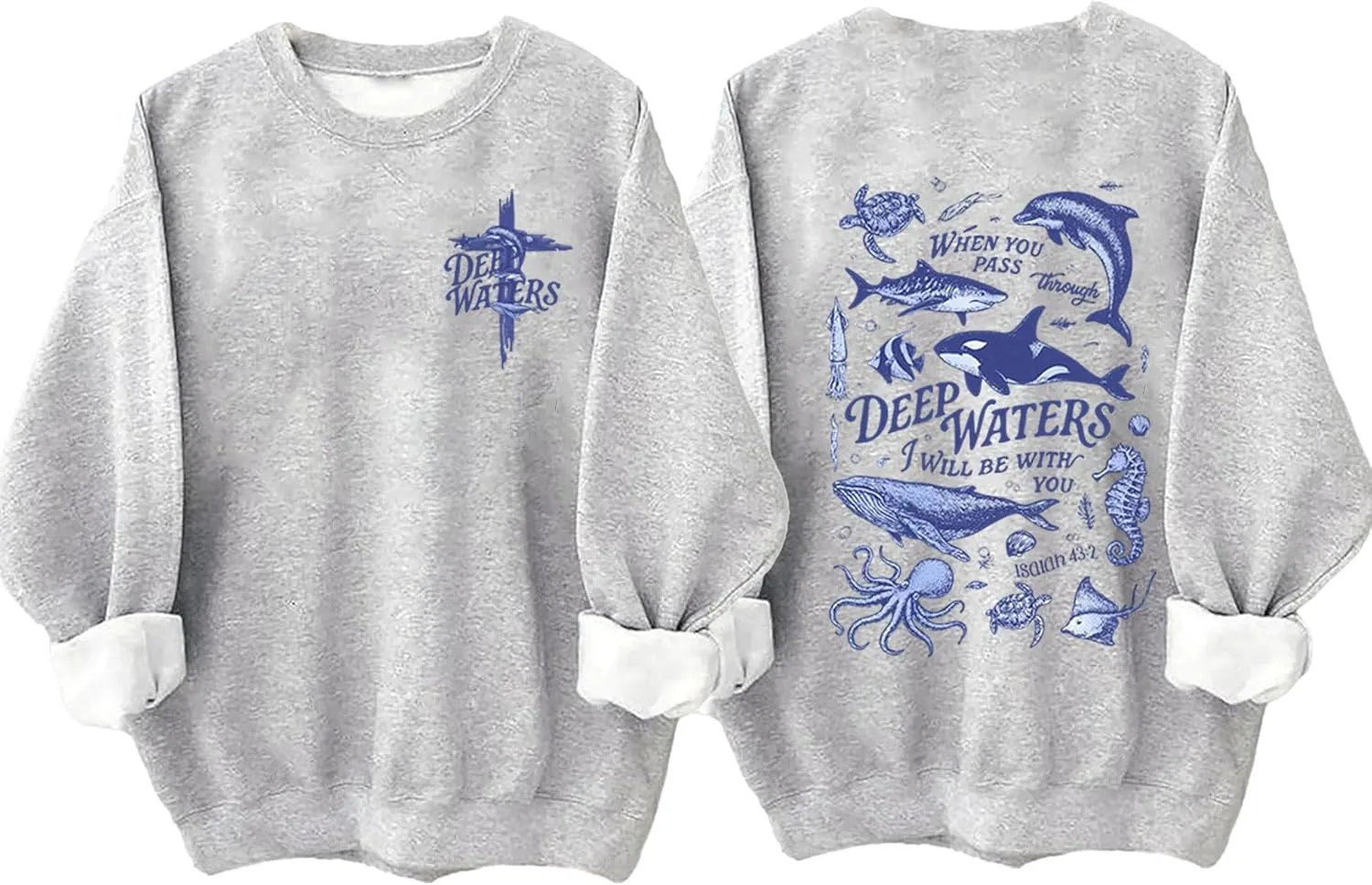 

Толстовка с цитатой из Библии "Когда пройдешь через воды" MQZUO