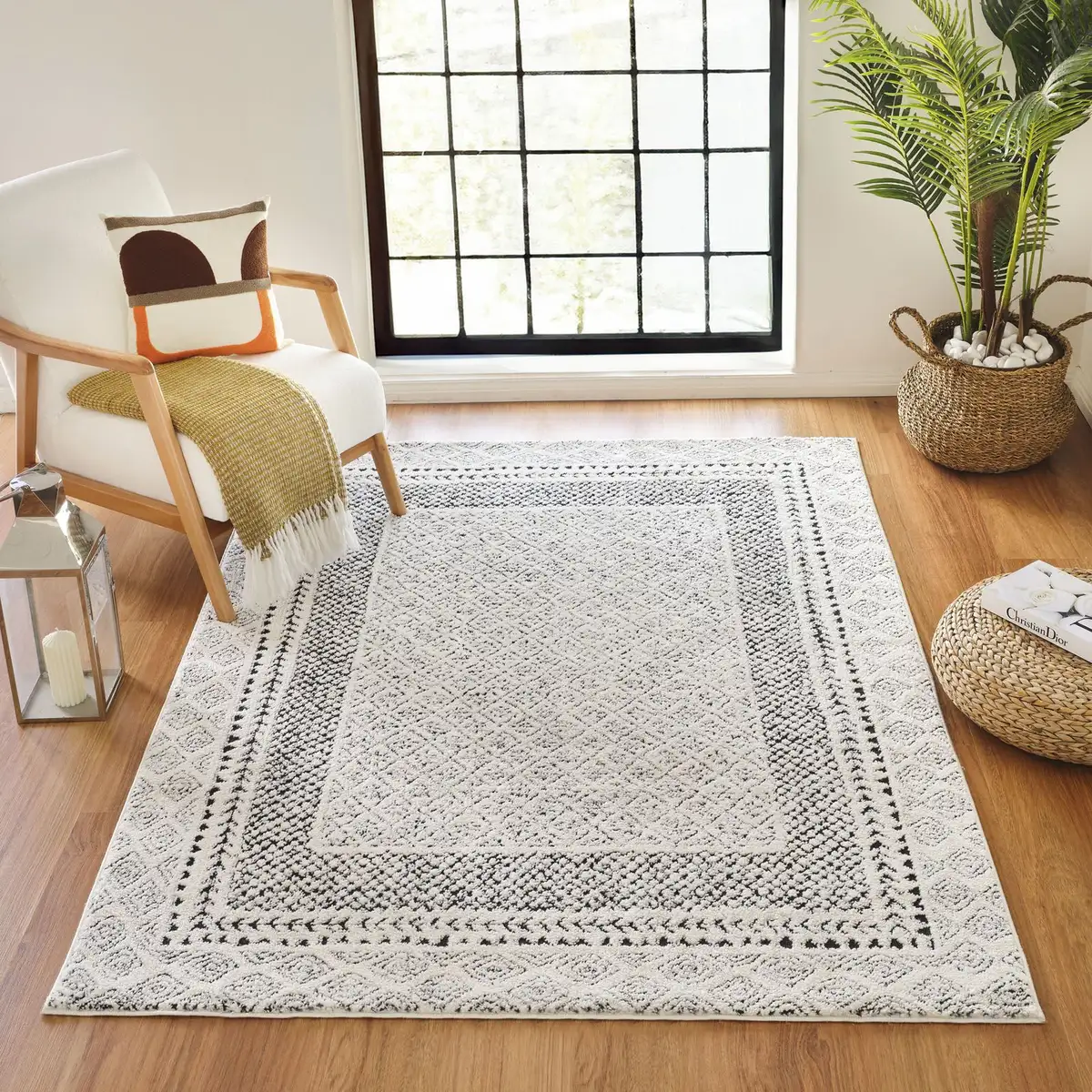 

Ковер Surya "Modern", прямоугольный, скандинавский дизайн, современный ковер в стиле бохо с коротким ворсом для гостиной и спальни 200х275 см, белый