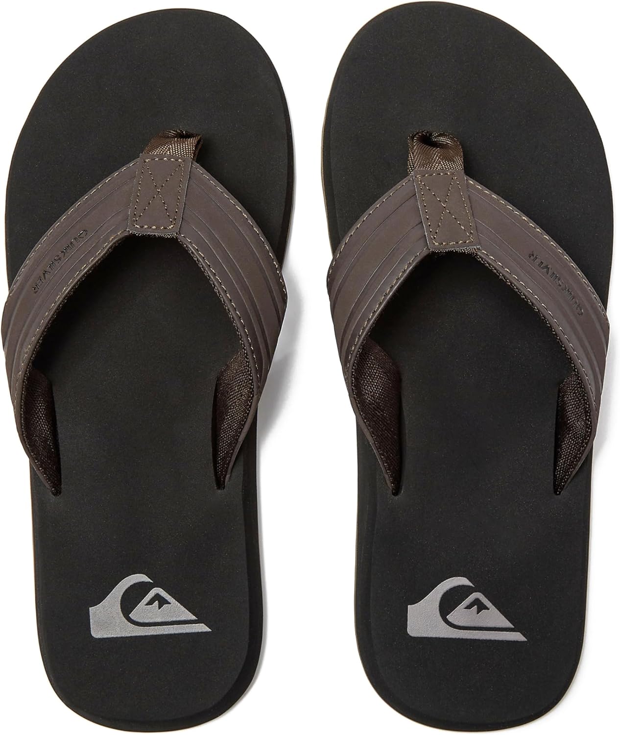 Мужские шлепанцы Quiksilver Monkey Wrench, спортивные с поддержкой свода стопы, размеры 6-15, мужские шлепки-сланцы, черный/коричневый — фото 4