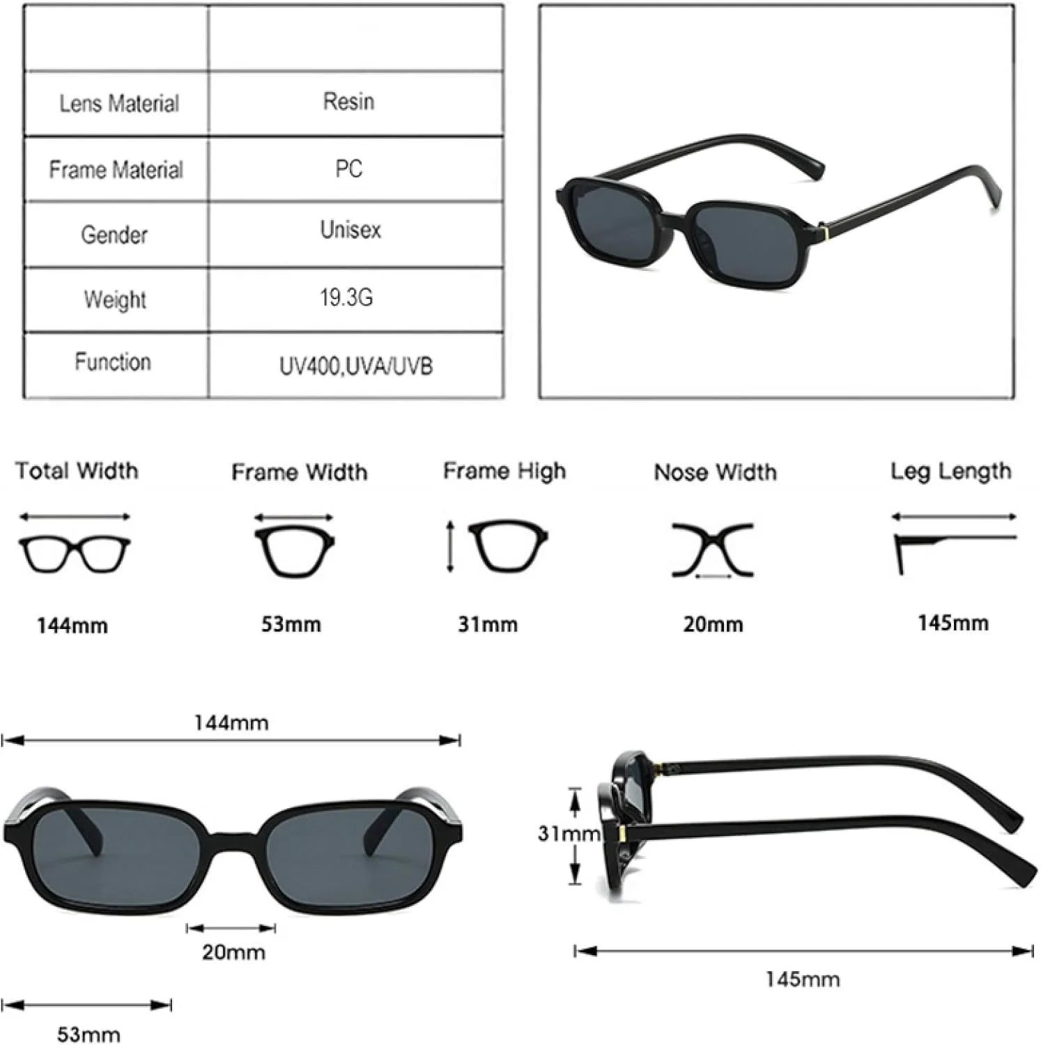 

Винтажные маленькие прямоугольные солнцезащитные очки для женщин с защитой от УФ-излучения UV400, модная оправа с прозрачными линзами HHZZYVY, Beige Clear