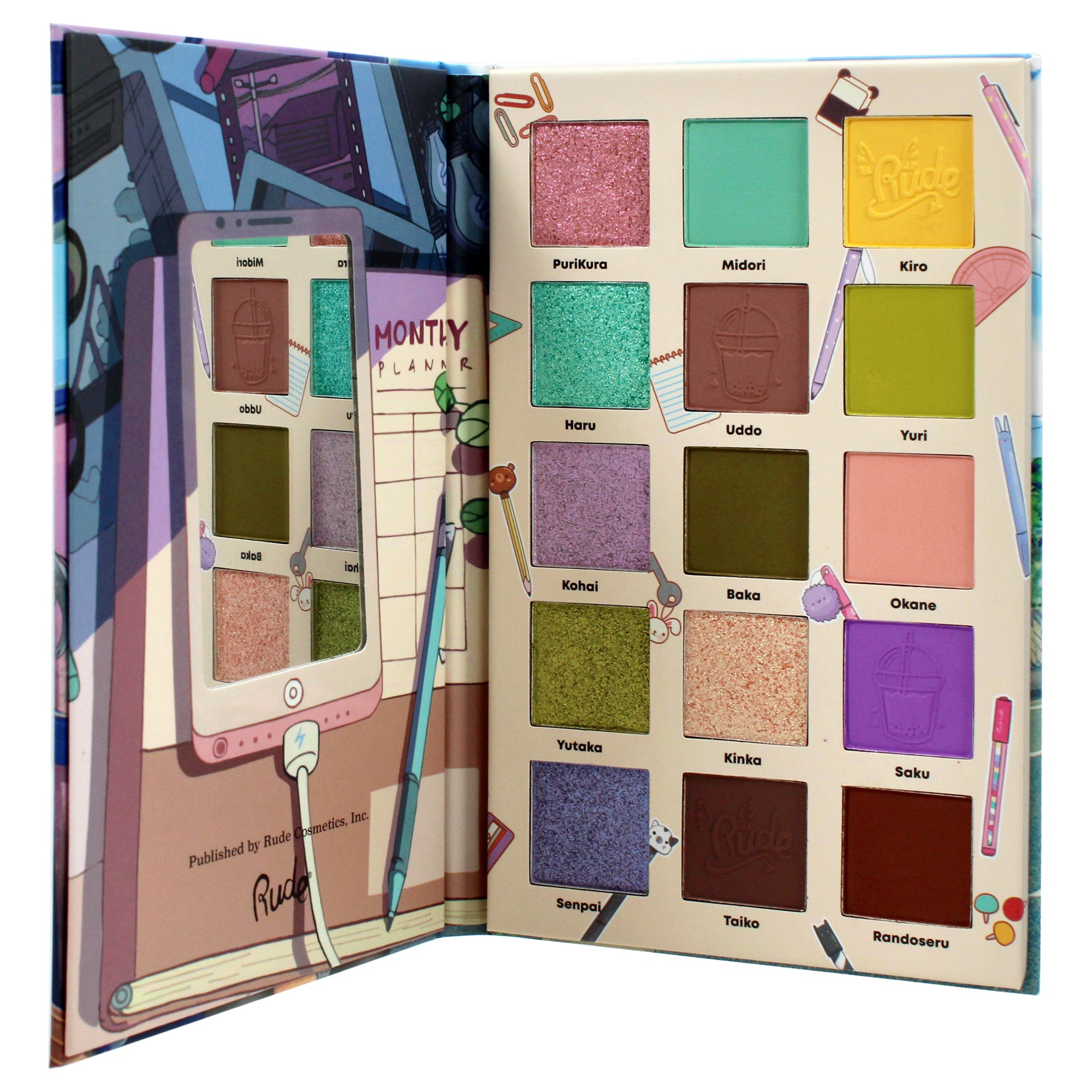 Палитра прессованных пигментов и теней Manga Collection - Attitude Academia от Rude Cosmetics для женщин - 0,77 унции Rude Cosmetics, Small — фото 2