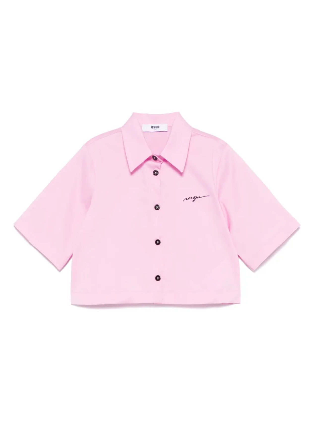 

MSGM Kids рубашка с вышитым логотипом, розовый