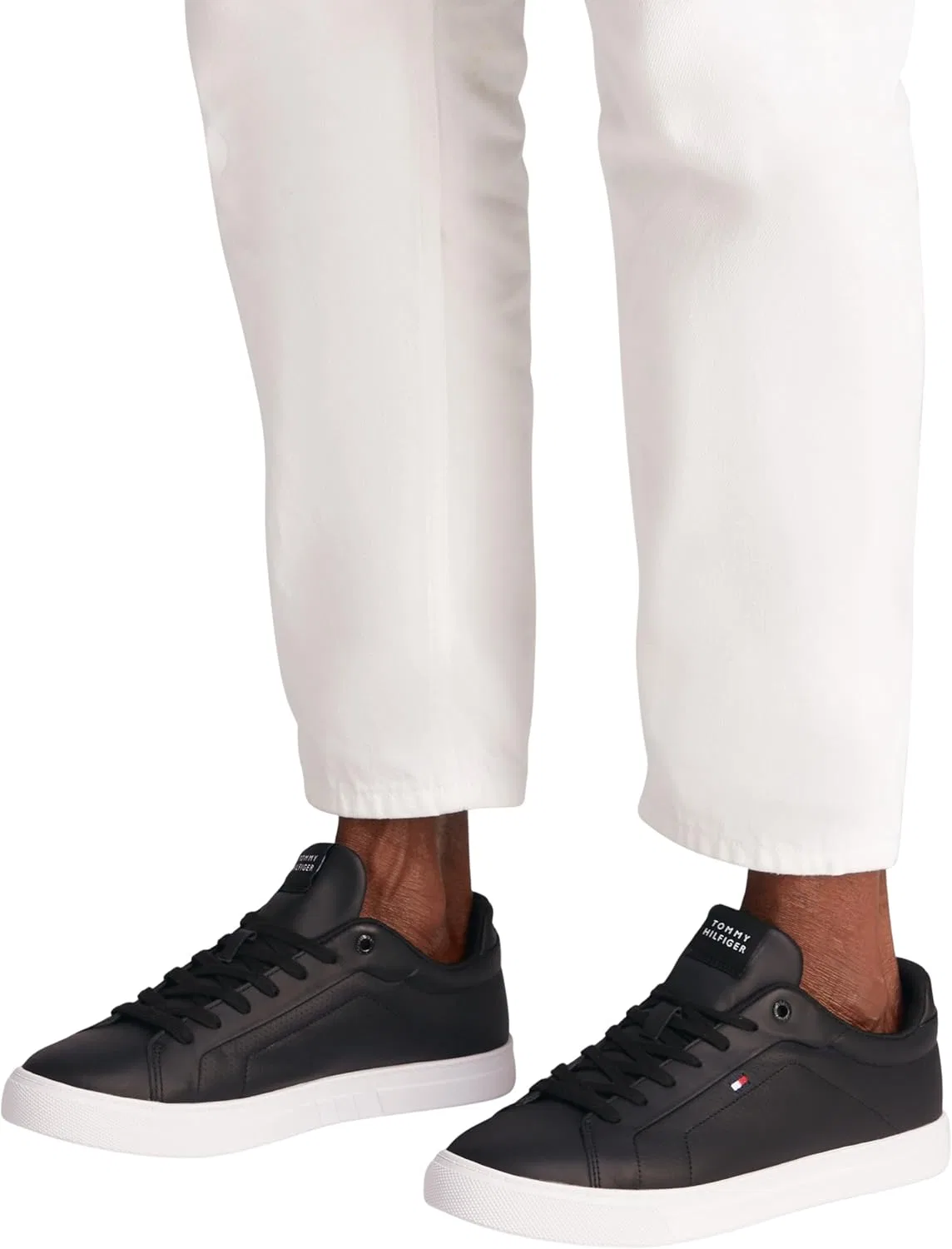 Мужские низкие кроссовки Tommy Hilfiger Icon Court Pinperf из натуральной кожи, Black — фото 2