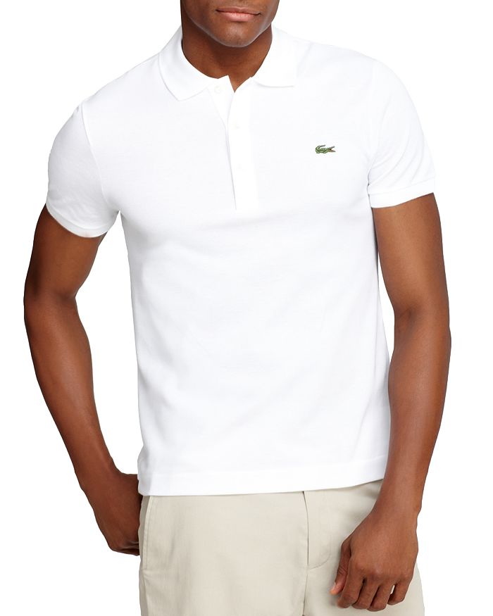 

Классическая модная рубашка-поло из хлопкового пике Lacoste, белый