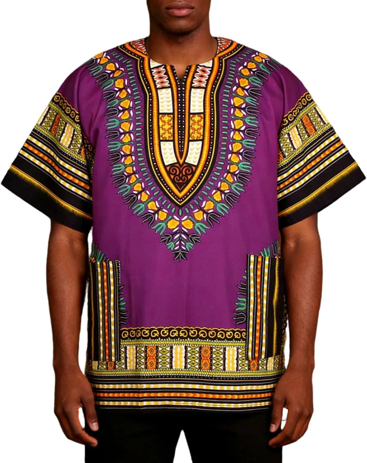 Plus Size Dashiki Shirt для мужчин и женщин, африканский традиционный принт, короткий рукав — фото 2