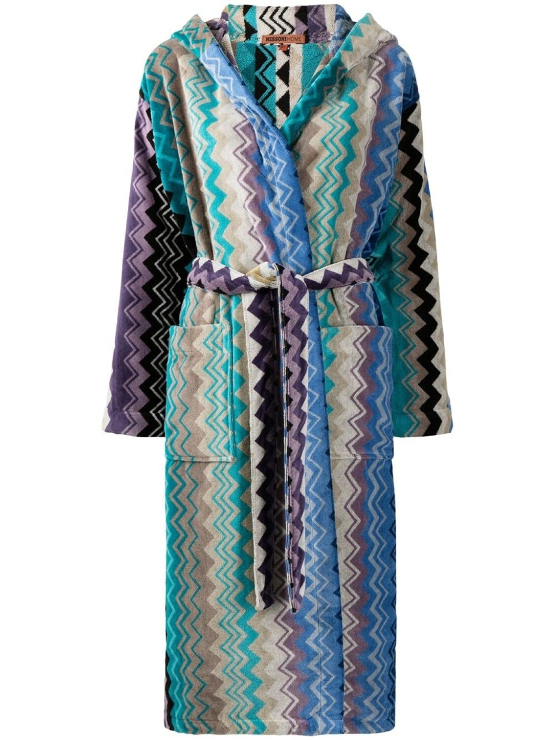 

Missoni Home халат Giacomo с капюшоном и поясом, синий