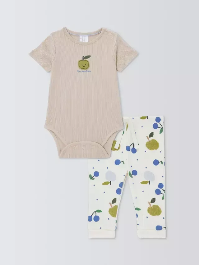Детский боди и леггинсы с фруктовым рисунком, белые John Lewis