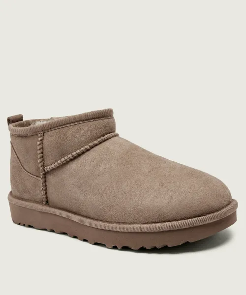 Классические ультрамини кожаные зимние ботинки Ugg, бежевый