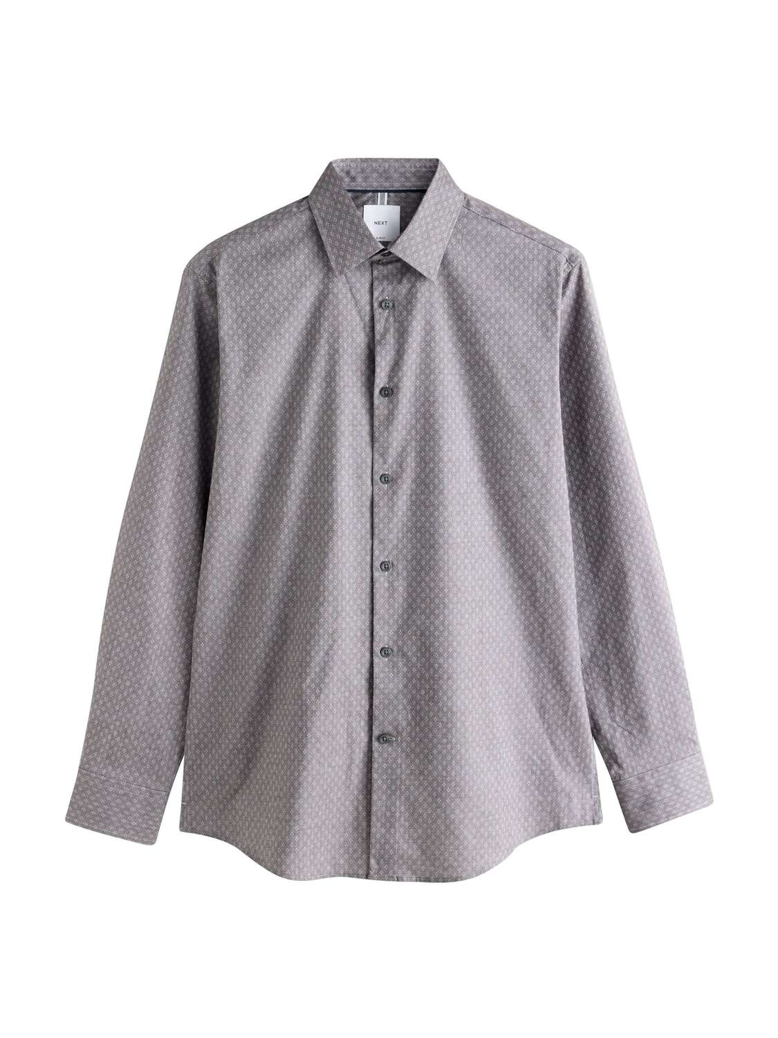 Next Рубашка на пуговицах Slim fit в сером, светло-сером цвете