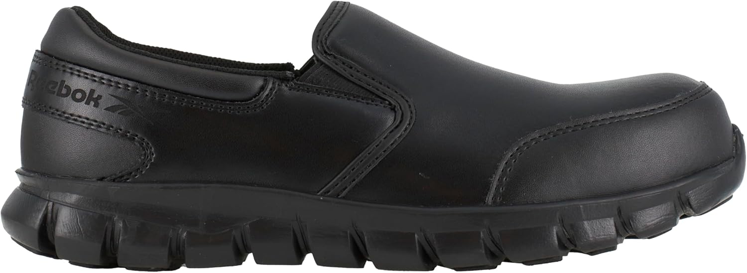 Reebok Work Mens Sublite Cushion Composite Toe ESD Slip On Work Safety Shoes Casual - Black, черный — фото 2