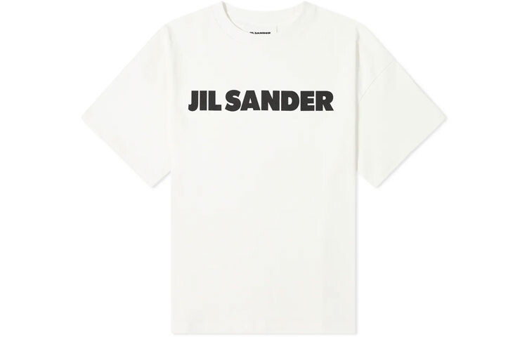 

Хлопковая футболка с принтом логотипа Jil Sander Натуральный/Черный, белый